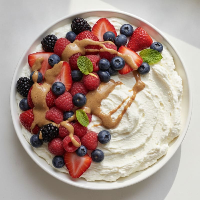 Greek Yogurt Protein Mousse with Mixed Berries