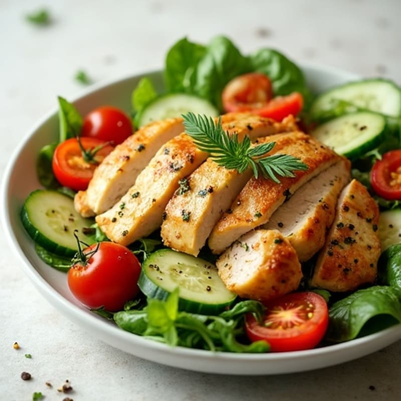 Herb-Roasted Chicken and Fresh Vegetable Salad with Lemon-Herb Vinaigrette