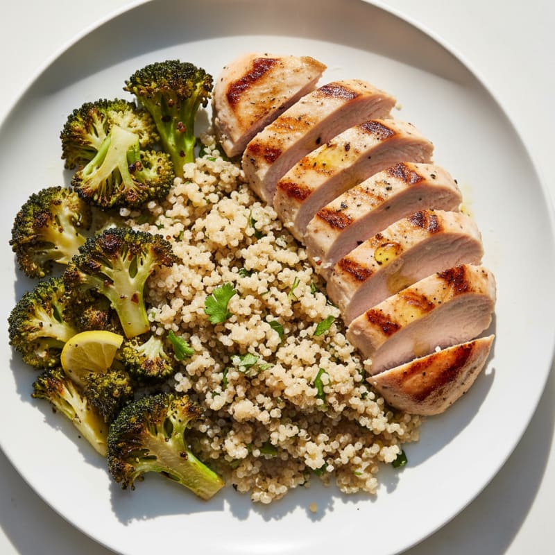 Grilled Turkey Breast with Quinoa and Roasted Broccoli