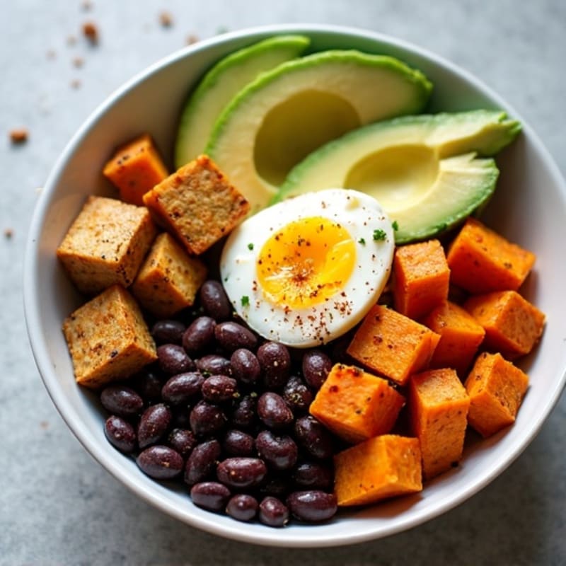 Roasted Sweet Potato, Black Bean, and Avocado Power Bowl