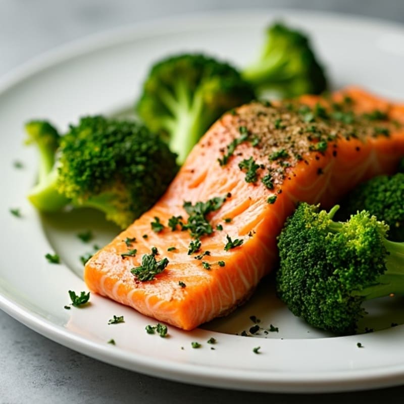 Herb-Crusted Baked Salmon with Roasted Broccoli