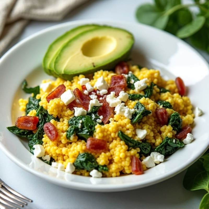 Egg White and Spinach Scramble with Turkey Bacon