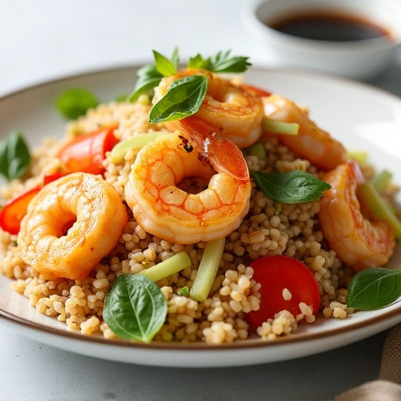 Shrimp and High Protein Fried Rice with Fresh Vegetables