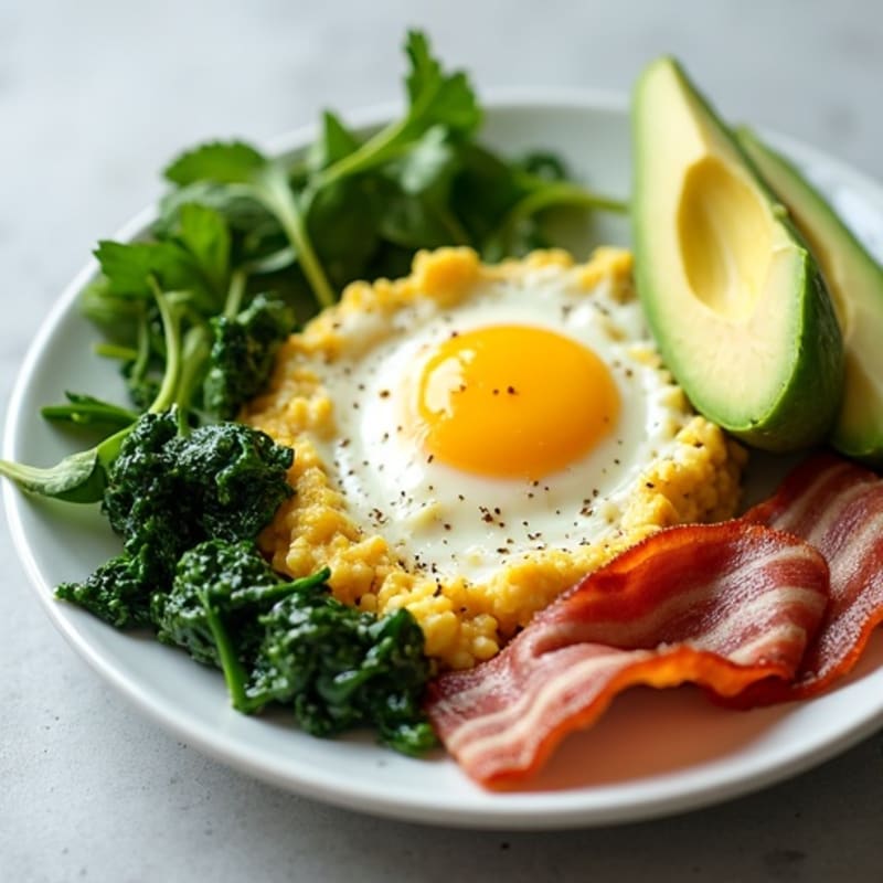 Egg White Scramble with Spinach and Turkey Bacon