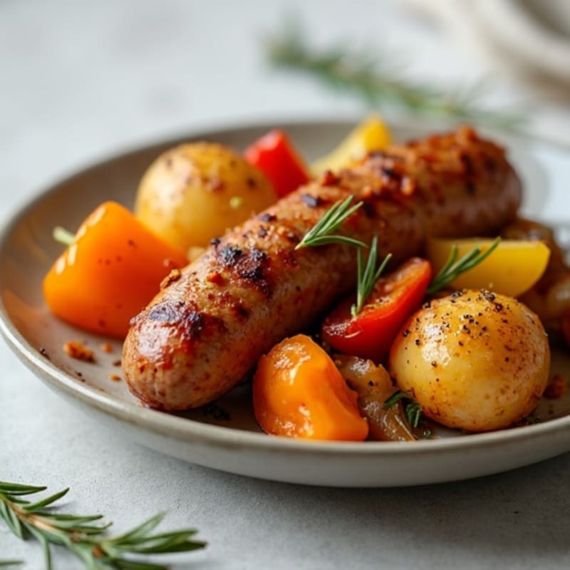 Hearty Lean Turkey Sausage and Roasted Potato Bake with Bell Peppers