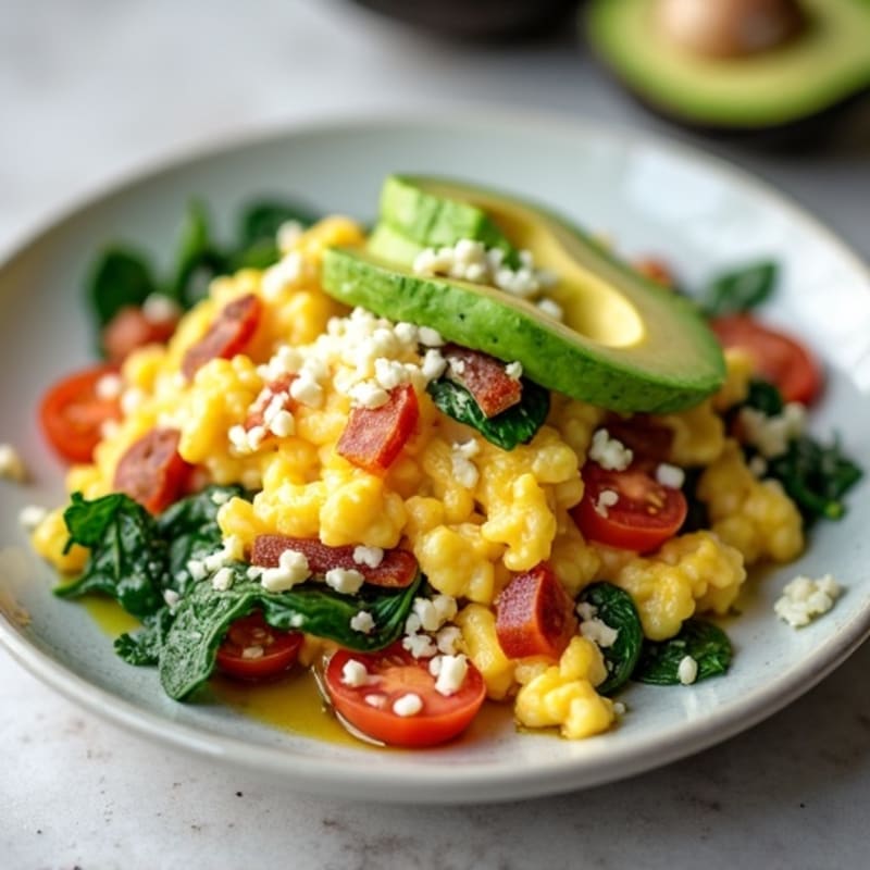Egg White Scramble with Spinach and Turkey Bacon