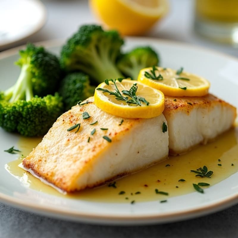 Baked Lemon Garlic Cod with Steamed Broccoli