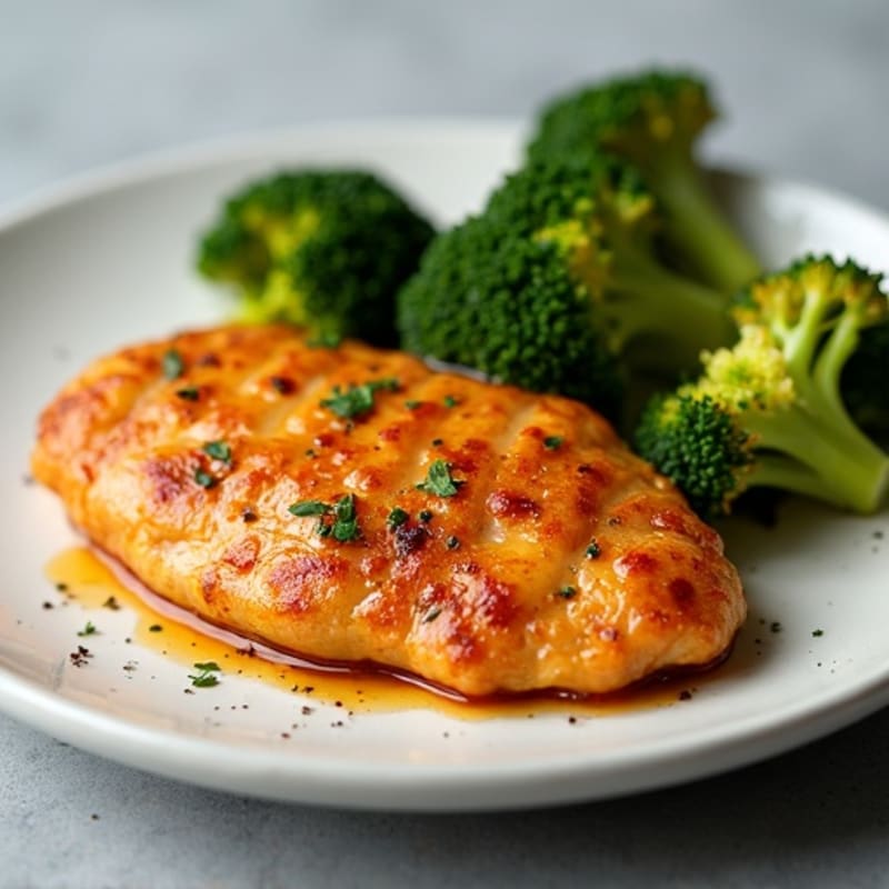 Crispy Baked Chicken with Sweet and Spicy Glaze and Roasted Broccoli