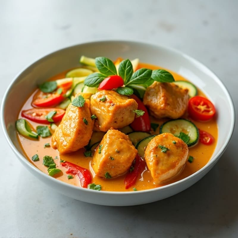 Coconut-Ginger Red Curry Chicken with Fresh Vegetables