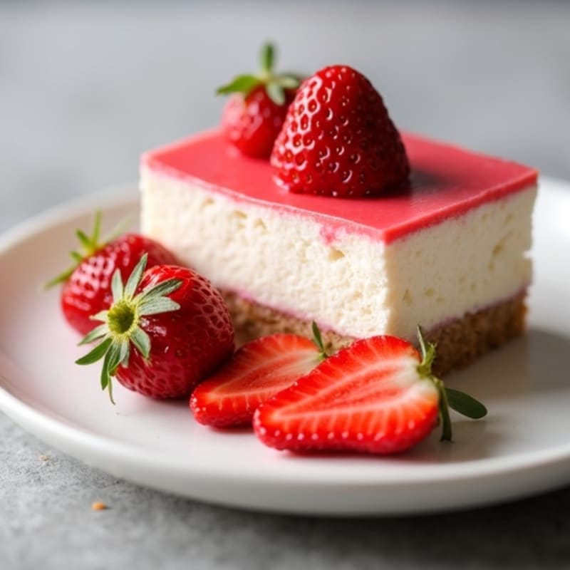 Greek Yogurt Protein Cheesecake with Fresh Strawberries
