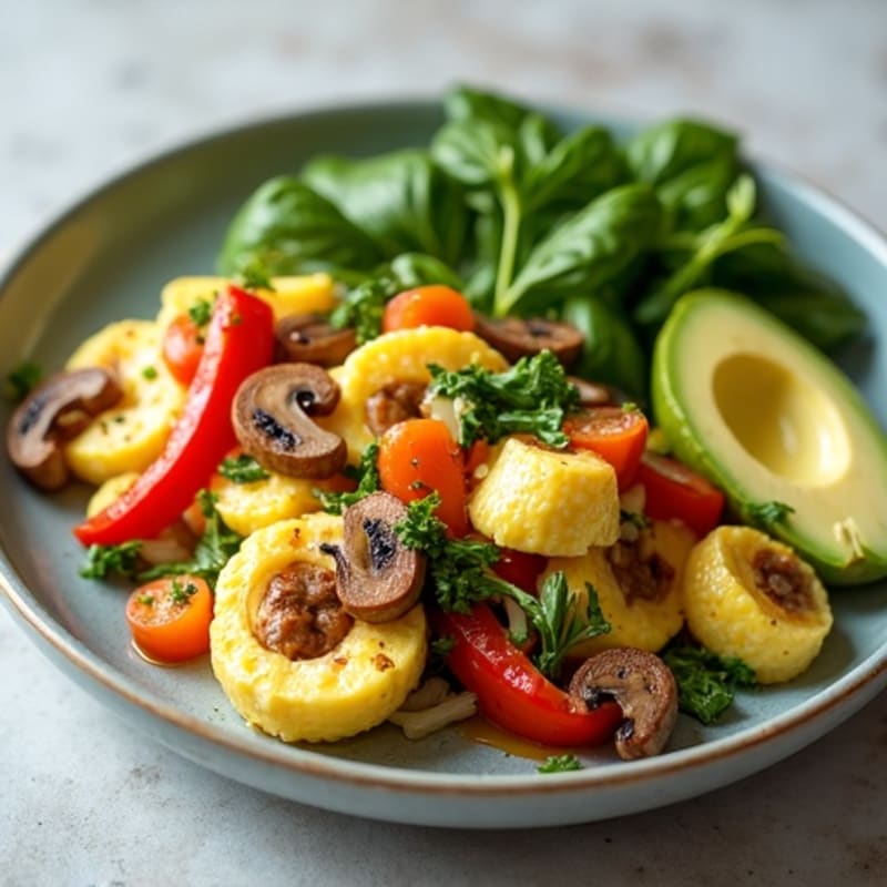 Egg White Veggie Scramble with Turkey Sausage