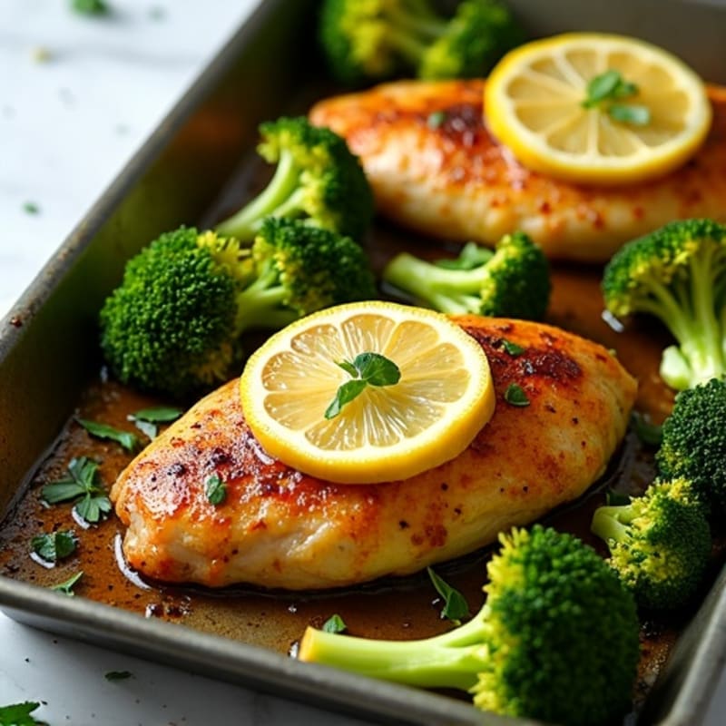 Crispy Sheet Pan Lemon Garlic Chicken and Broccoli
