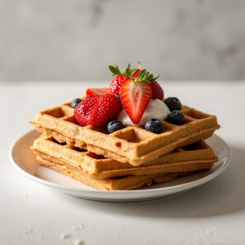 Crispy Oat Waffles with Creamy Vanilla Bean Protein Filling