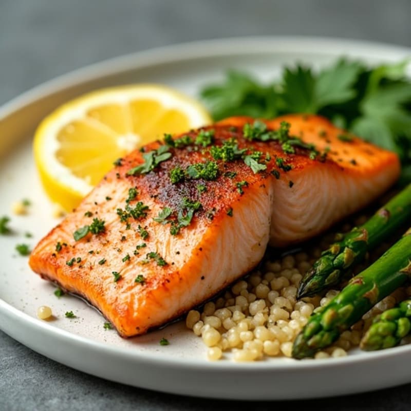 Herb-Crusted Pan Seared Salmon with Lemon