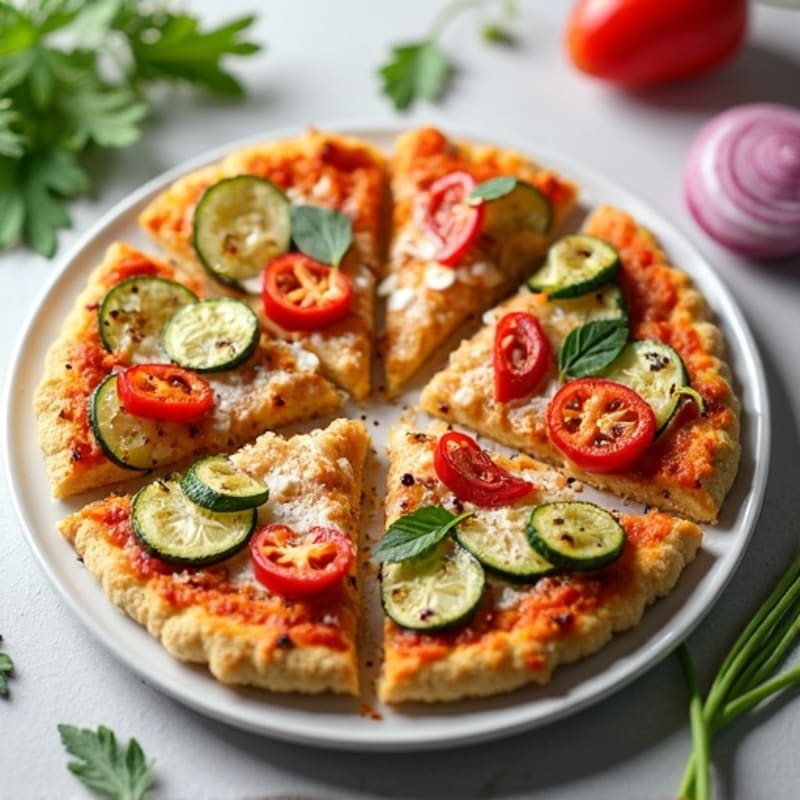 Chicken and Roasted Vegetable Pizza with Crispy Cauliflower Crust