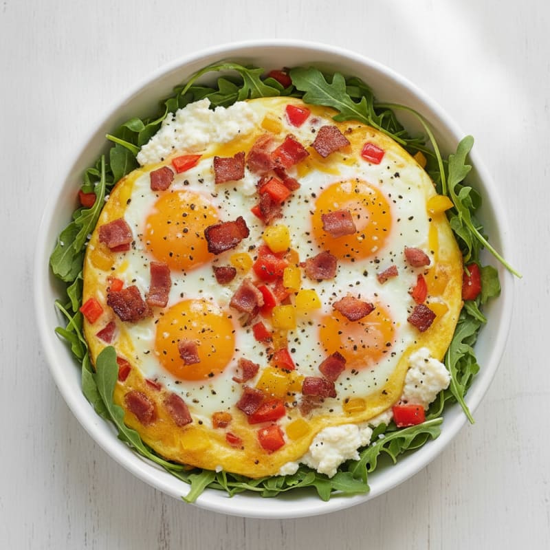 Baked Eggs with Bacon and Bell Peppers