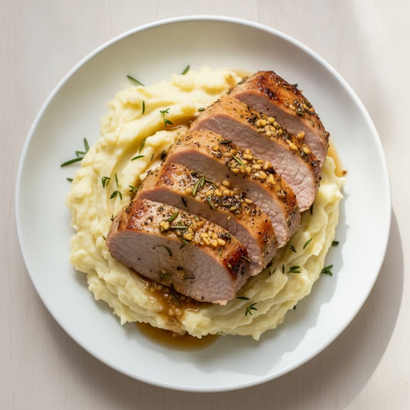 Garlic Herb Pork Tenderloin with Creamy Mashed Potatoes