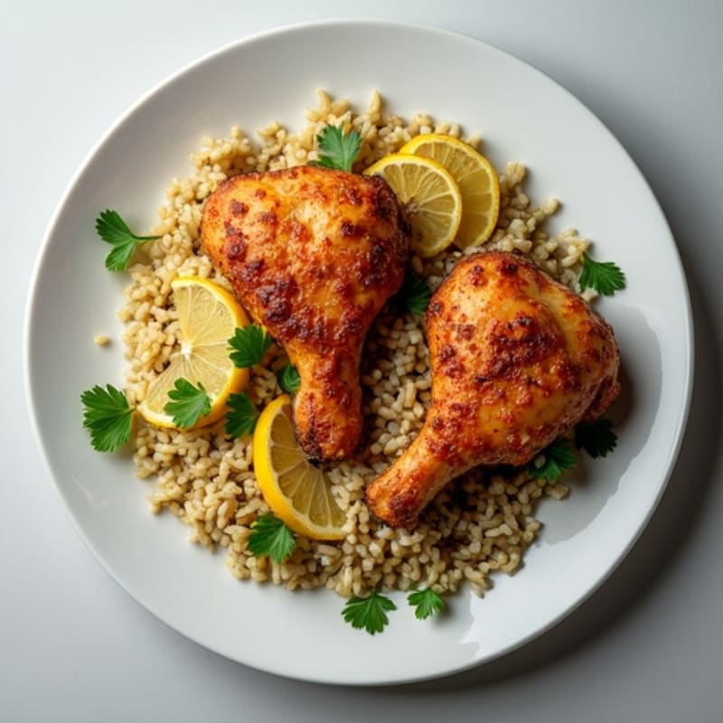 Crispy Chicken Thighs with Herb Rice