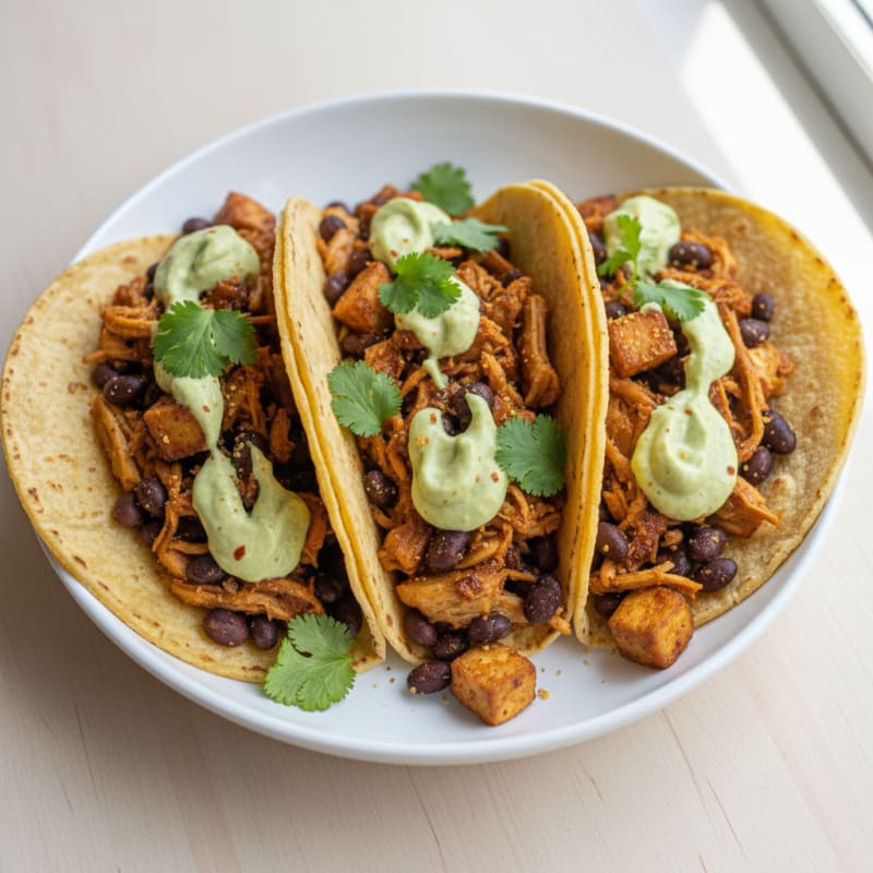 Jackfruit Tacos with Avocado Crema