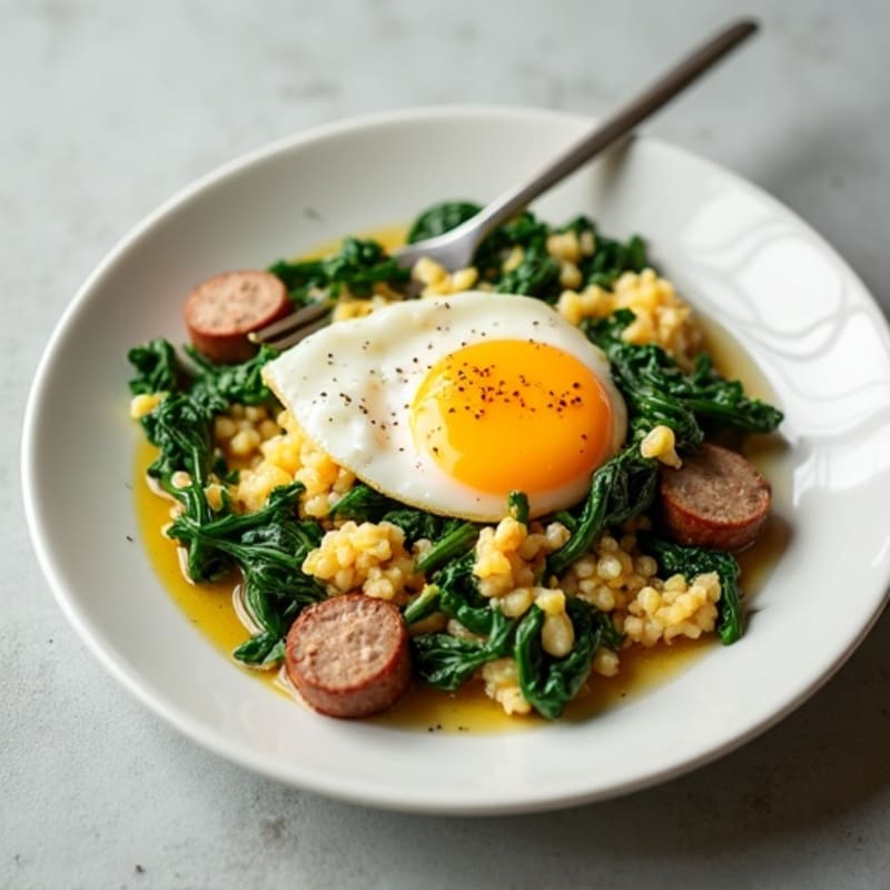 Egg White Scramble with Spinach and Turkey Sausage