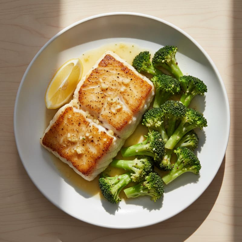 Seared Cod with Steamed Broccoli