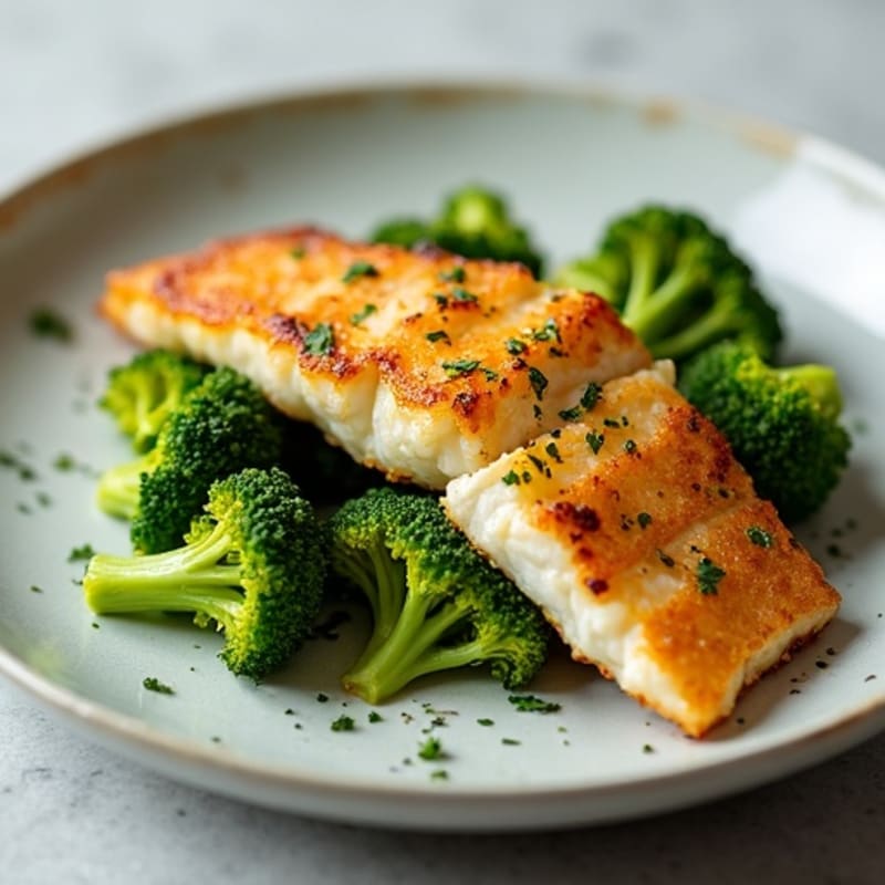 Crispy Pan-Seared Cod with Roasted Broccoli