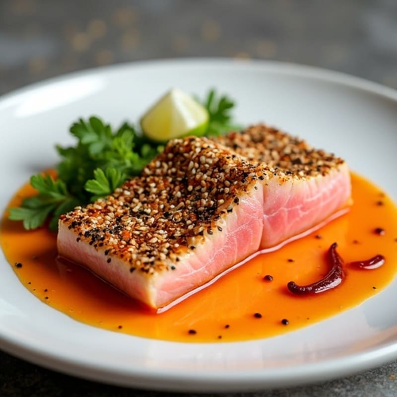 Sesame-Crusted Seared Tuna with Spicy Citrus Sauce