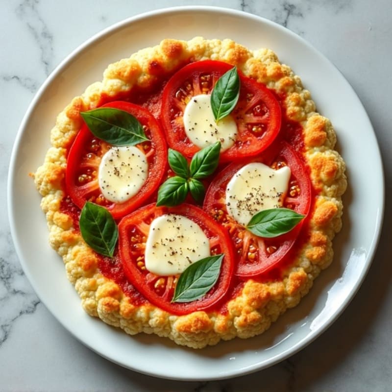 Cauliflower Crust Margherita Pizza with Fresh Basil