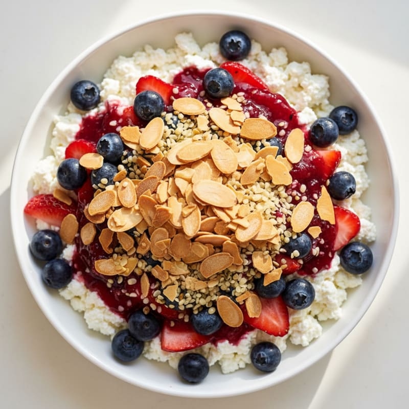 Cottage Cheese Berry Protein Bowl with Almonds