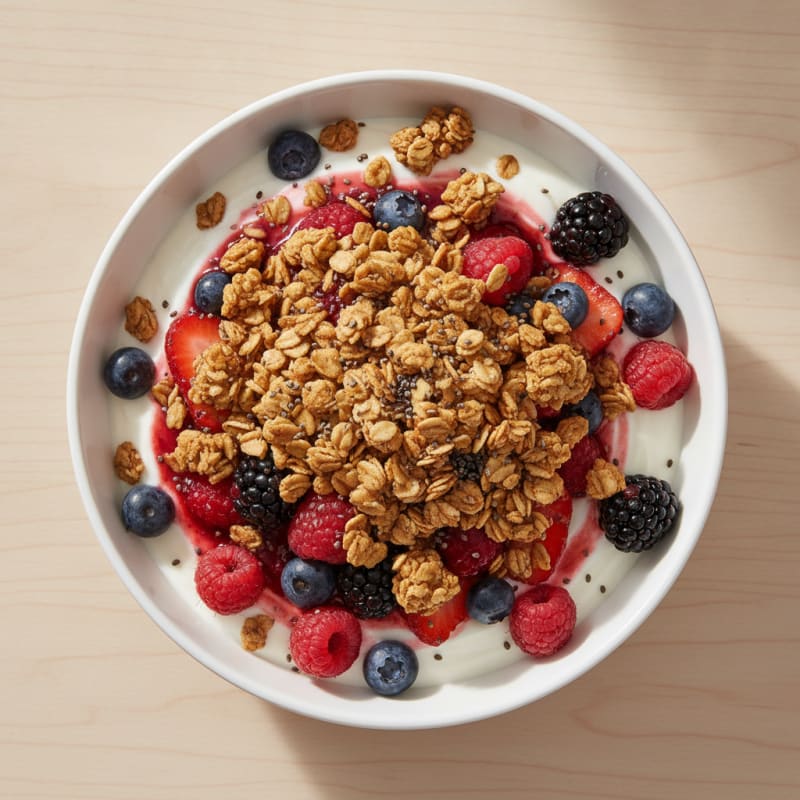 Creamy Greek Yogurt Parfait with Mixed Berries and Protein Granola