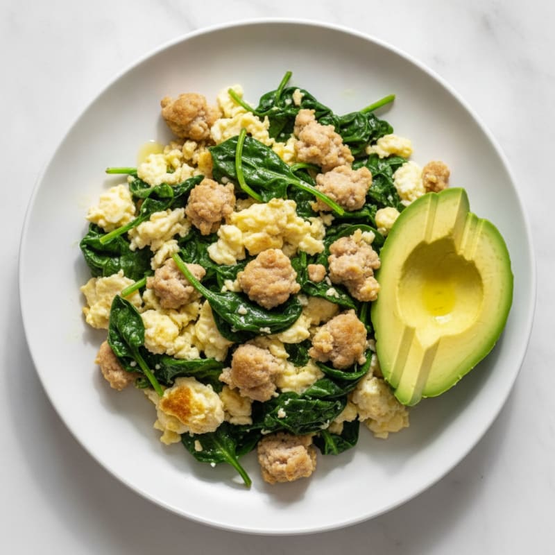 Egg White and Turkey Sausage Scramble with Spinach
