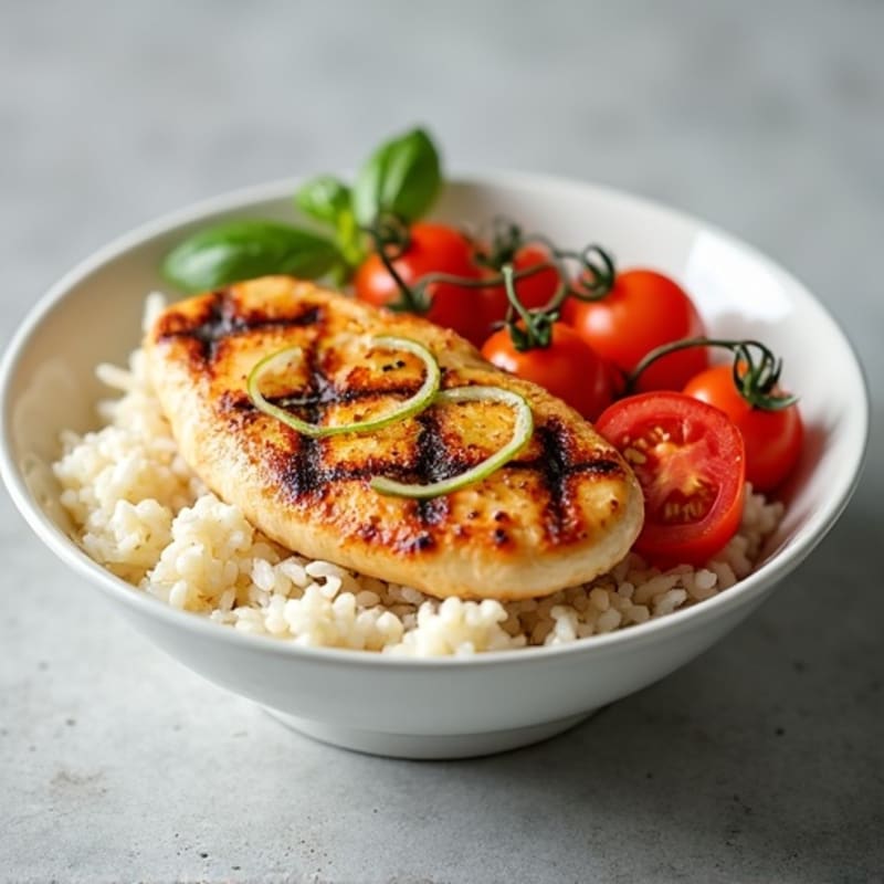 Grilled Chicken and Tomato Rice Bowl