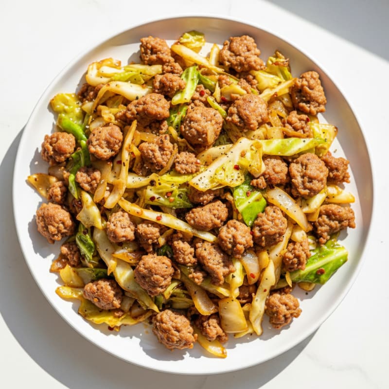 Crispy Cabbage and Sausage Hash