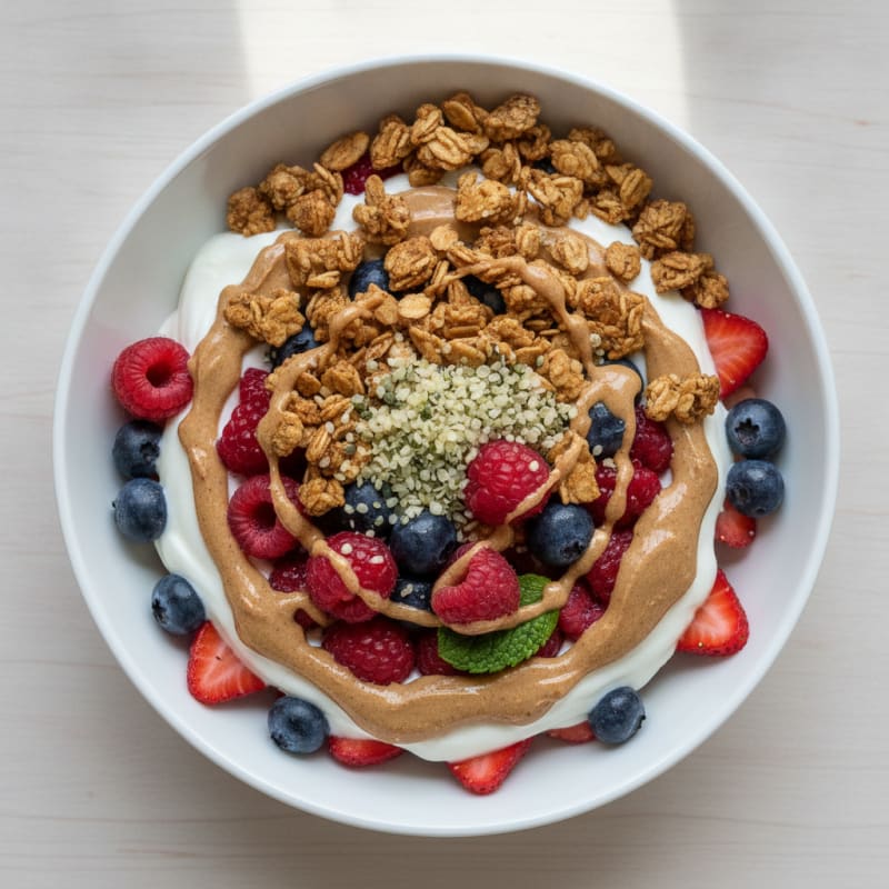 Greek Yogurt Parfait with Mixed Berries and Protein Granola