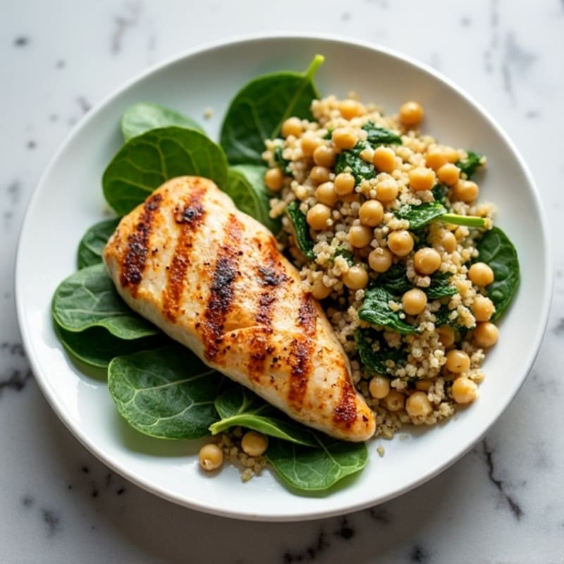 Grilled Chicken Breast with Fresh Spinach Quinoa Salad