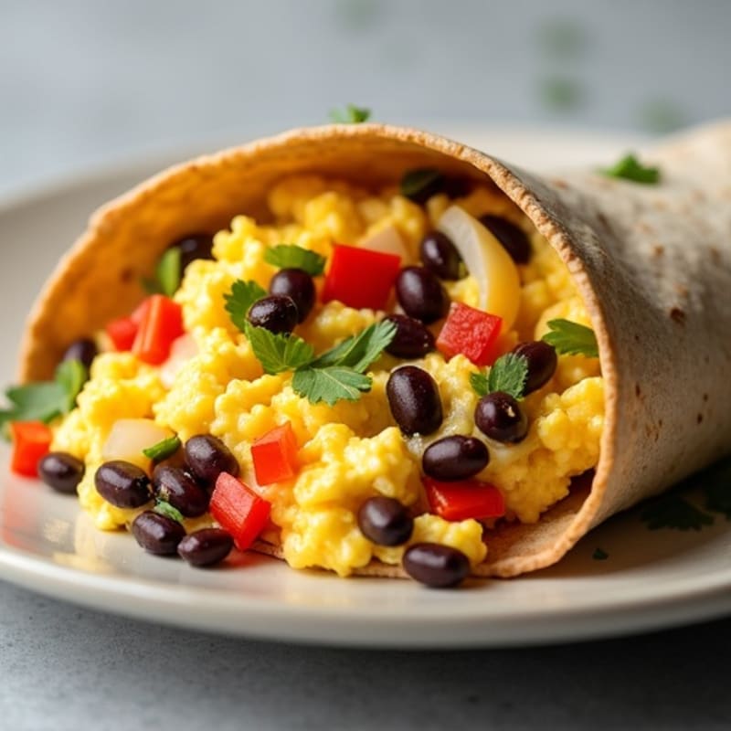 Protein-Packed Scrambled Egg and Black Bean Burritos