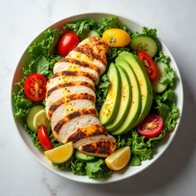 Grilled Chicken and Crisp Avocado Salad Bowl