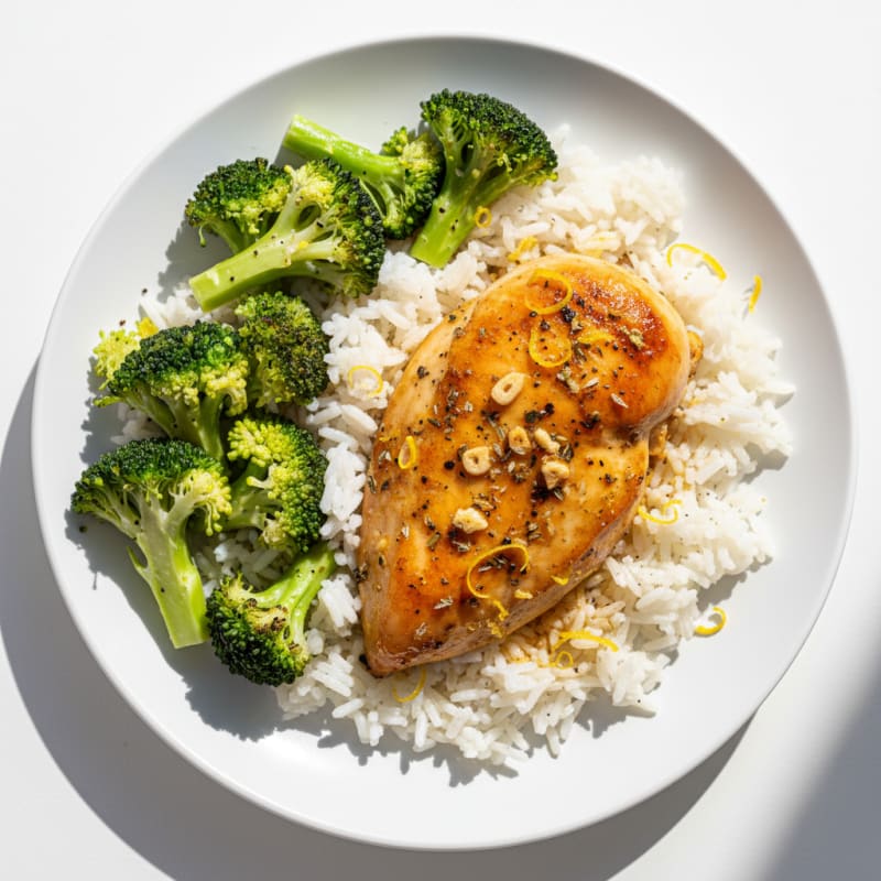 Lemon Herb Roasted Chicken and Broccoli with Rice