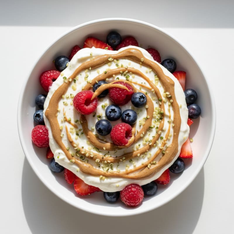 Greek Yogurt Protein Parfait with Mixed Berries and Almond Butter