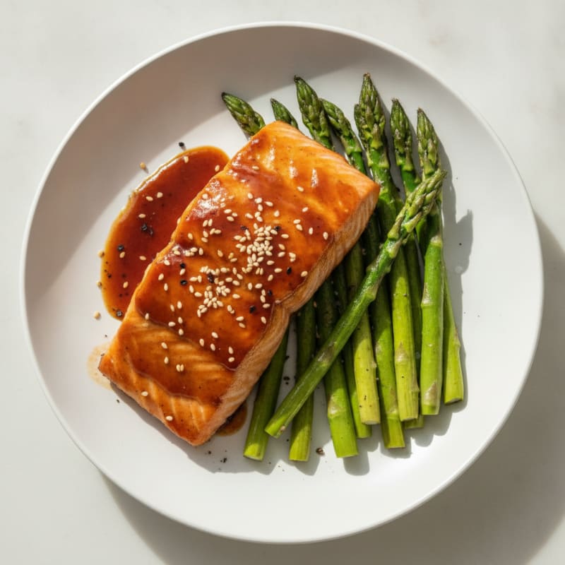 Teriyaki-Glazed Salmon with Roasted Asparagus