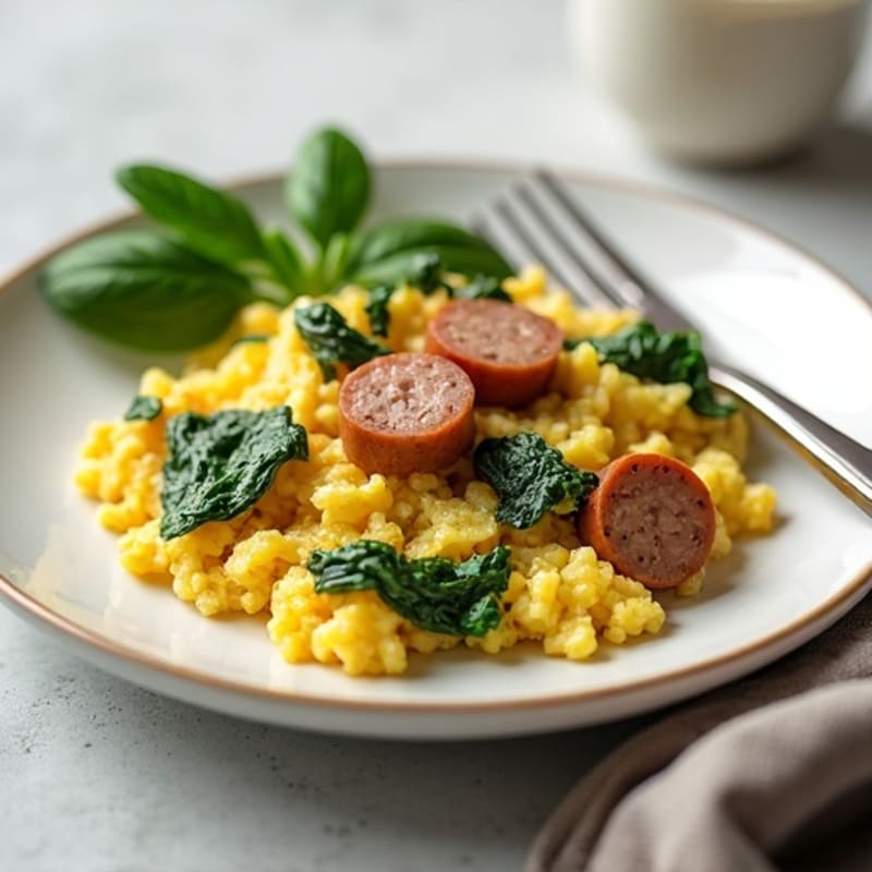 Egg White and Turkey Sausage Scramble with Spinach