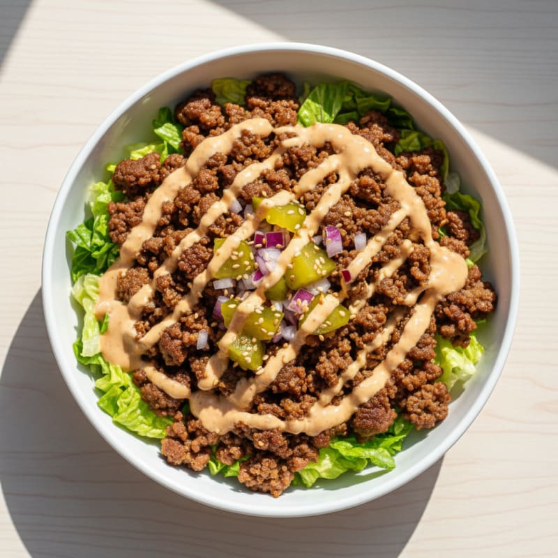 Crispy Ground Beef Big Mac Bowl