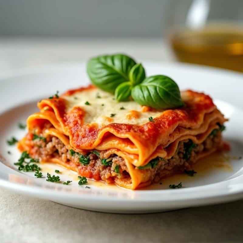 Hearty Baked Lasagna with Lean Ground Beef and Fresh Spinach
