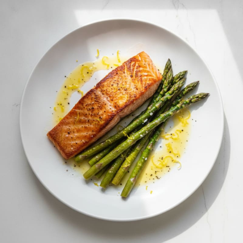 Pan-Seared Salmon with Roasted Asparagus