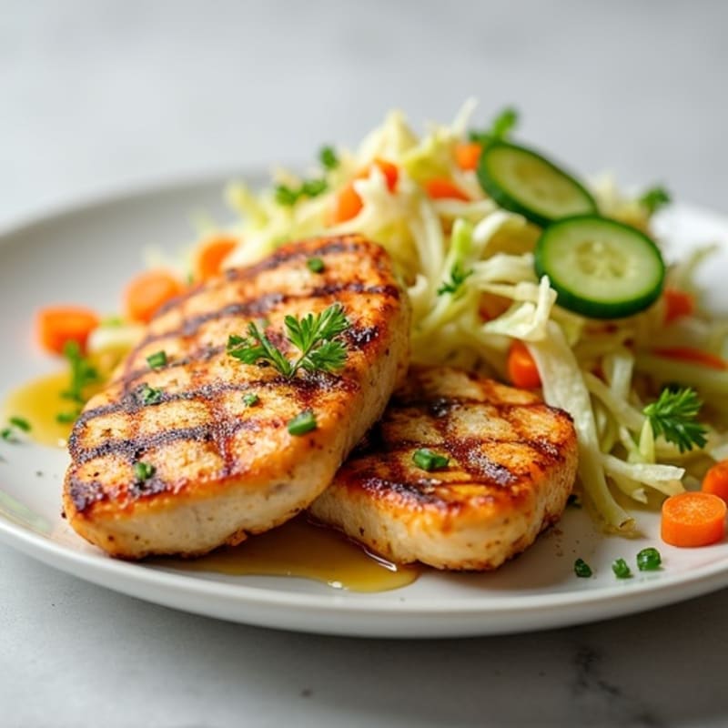 Grilled Chicken Breast with Crunchy Shredded Cabbage Salad
