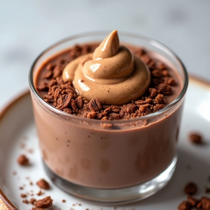 Protein Chocolate Chia Pudding with Peanut Butter Swirl