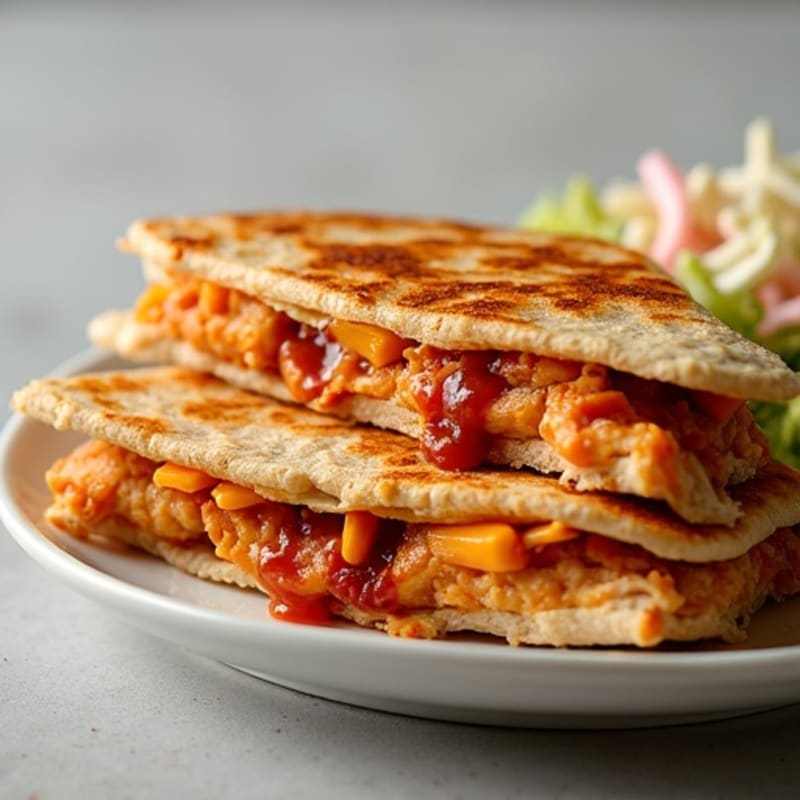 Crispy Chicken BBQ Quesadilla with Fresh Slaw