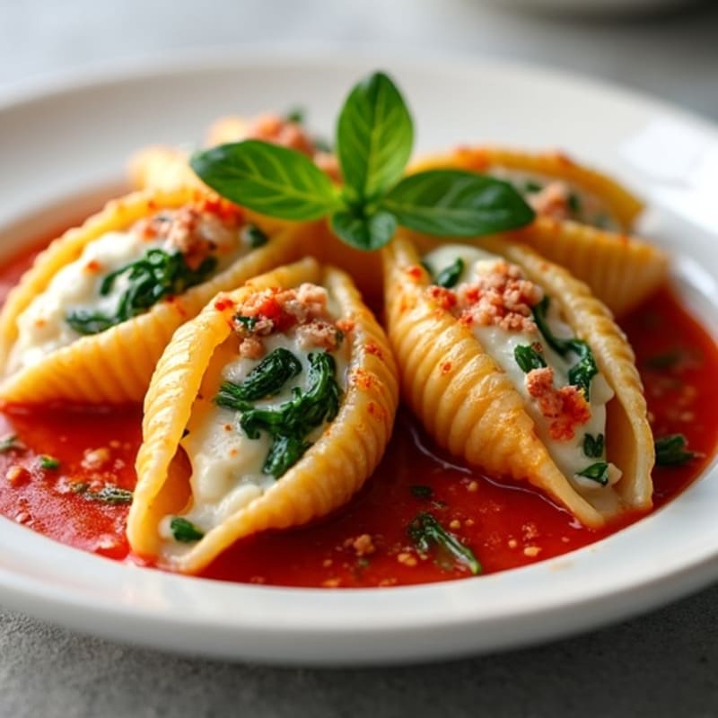 Baked Jumbo Shells with Lean Ground Chicken, Spinach, and Creamy Ricotta