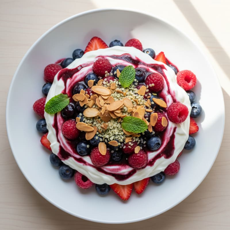 Greek Yogurt Protein Parfait with Mixed Berries