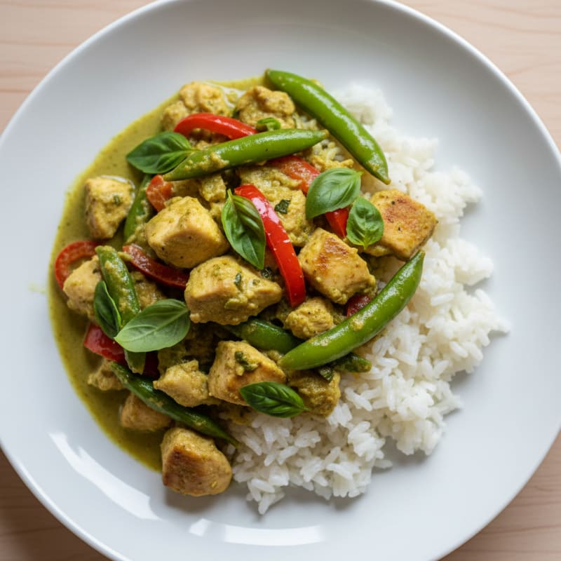Green Curry Chicken with Coconut Rice